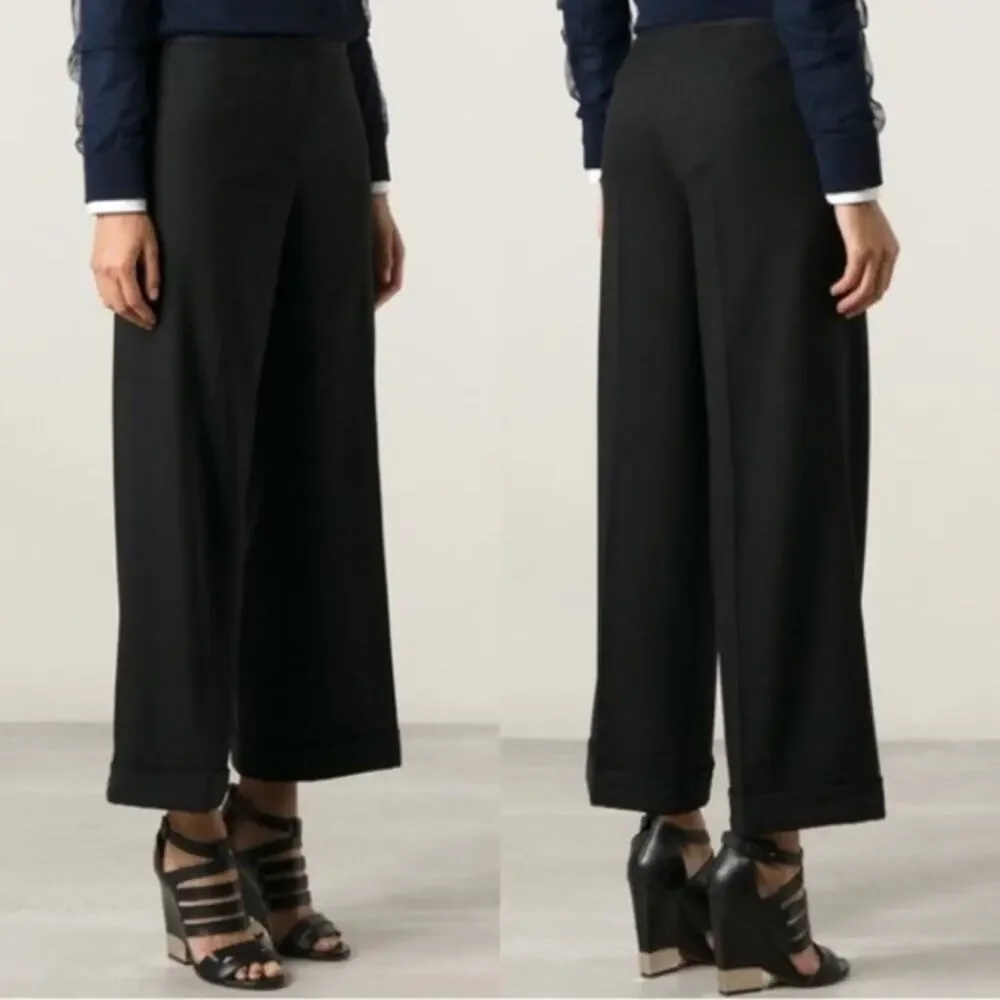 Tory Burch Women Minimaist Culottes Wool Wide Leg Business Corporate Black 0